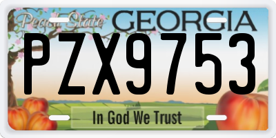 GA license plate PZX9753