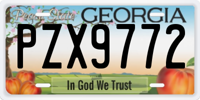 GA license plate PZX9772