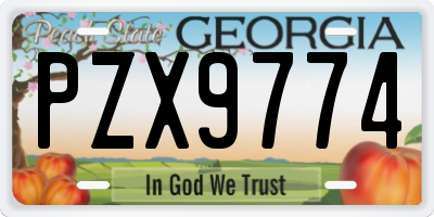 GA license plate PZX9774