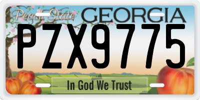 GA license plate PZX9775