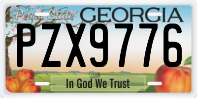 GA license plate PZX9776
