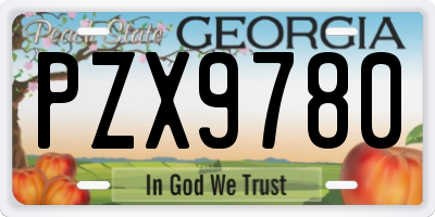 GA license plate PZX9780
