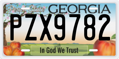 GA license plate PZX9782