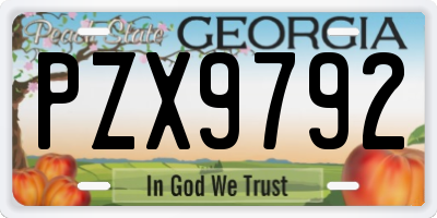 GA license plate PZX9792