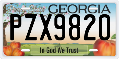 GA license plate PZX9820