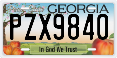 GA license plate PZX9840