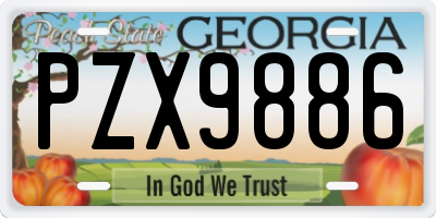 GA license plate PZX9886