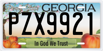 GA license plate PZX9921