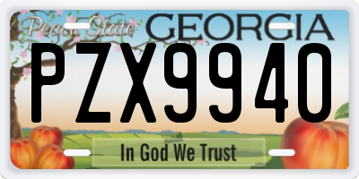 GA license plate PZX9940