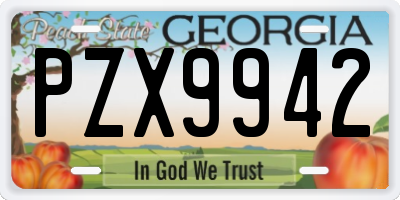 GA license plate PZX9942