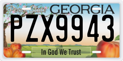 GA license plate PZX9943