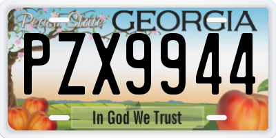 GA license plate PZX9944