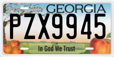 GA license plate PZX9945