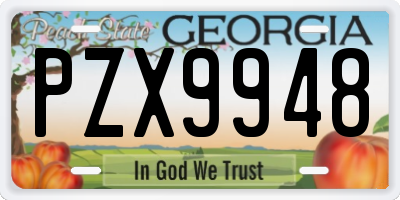 GA license plate PZX9948