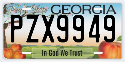 GA license plate PZX9949