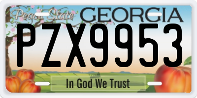 GA license plate PZX9953