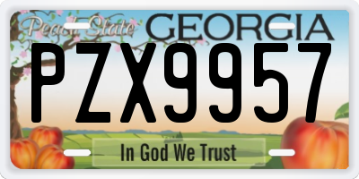GA license plate PZX9957