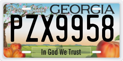 GA license plate PZX9958