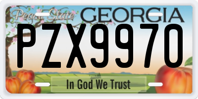 GA license plate PZX9970