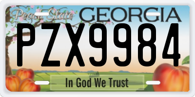 GA license plate PZX9984