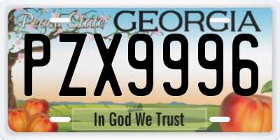 GA license plate PZX9996