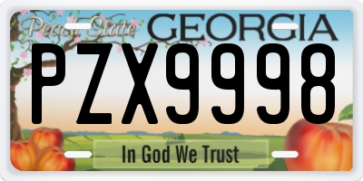 GA license plate PZX9998