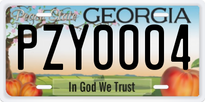 GA license plate PZY0004