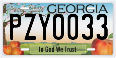 GA license plate PZY0033