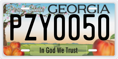 GA license plate PZY0050