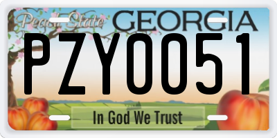 GA license plate PZY0051