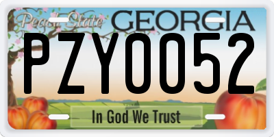 GA license plate PZY0052