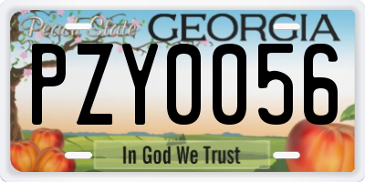 GA license plate PZY0056