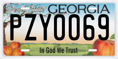 GA license plate PZY0069