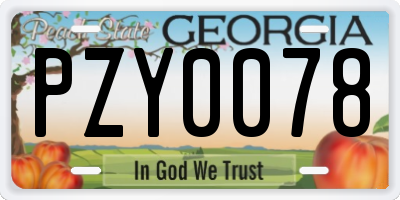 GA license plate PZY0078