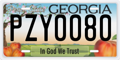 GA license plate PZY0080