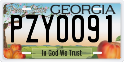 GA license plate PZY0091