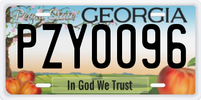 GA license plate PZY0096