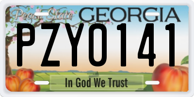 GA license plate PZY0141