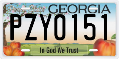 GA license plate PZY0151