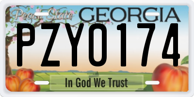 GA license plate PZY0174