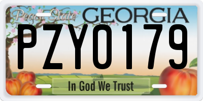 GA license plate PZY0179