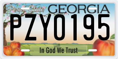 GA license plate PZY0195