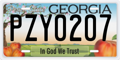 GA license plate PZY0207