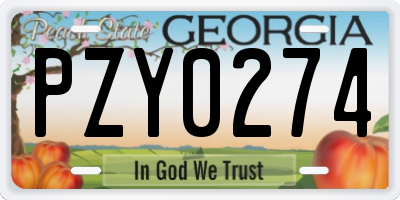 GA license plate PZY0274