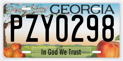 GA license plate PZY0298
