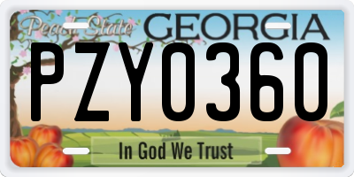 GA license plate PZY0360
