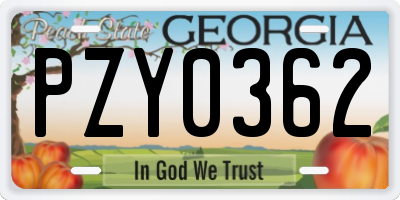 GA license plate PZY0362