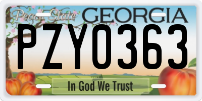 GA license plate PZY0363