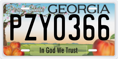 GA license plate PZY0366