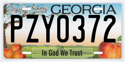 GA license plate PZY0372